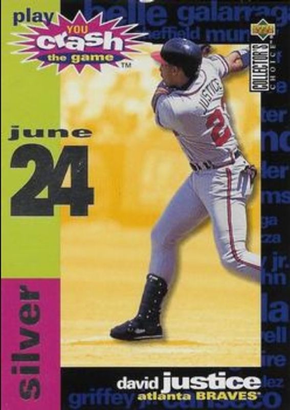 Dave Justice 1995 Collector's Choice #CG10a You Crash the Game Silver RAW