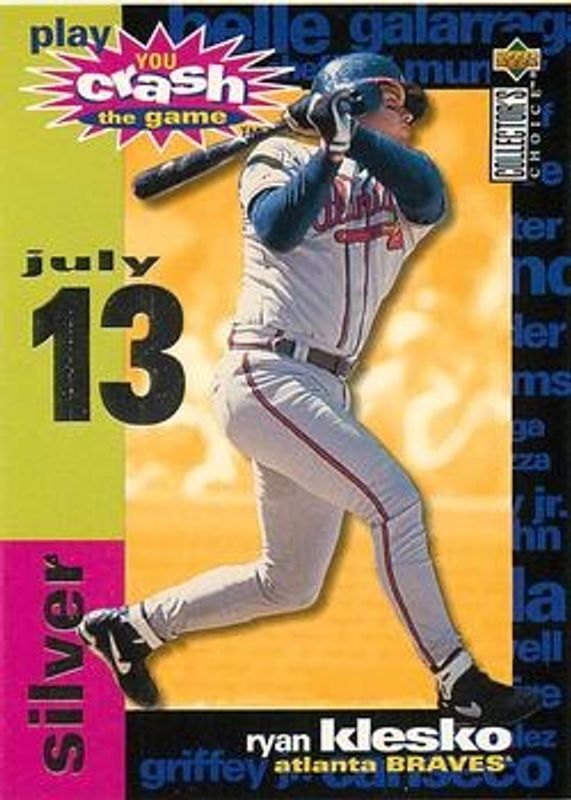 Ryan Klesko 1995 Collector's Choice #CG11a You Crash the Game Silver RAW