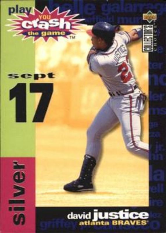 Dave Justice 1995 Collector's Choice #CG10c You Crash the Game Silver RAW