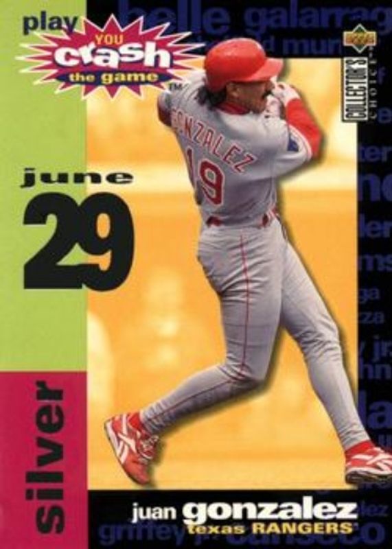 Juan Gonzalez 1995 Collector's Choice #CG7a You Crash the Game Silver RAW