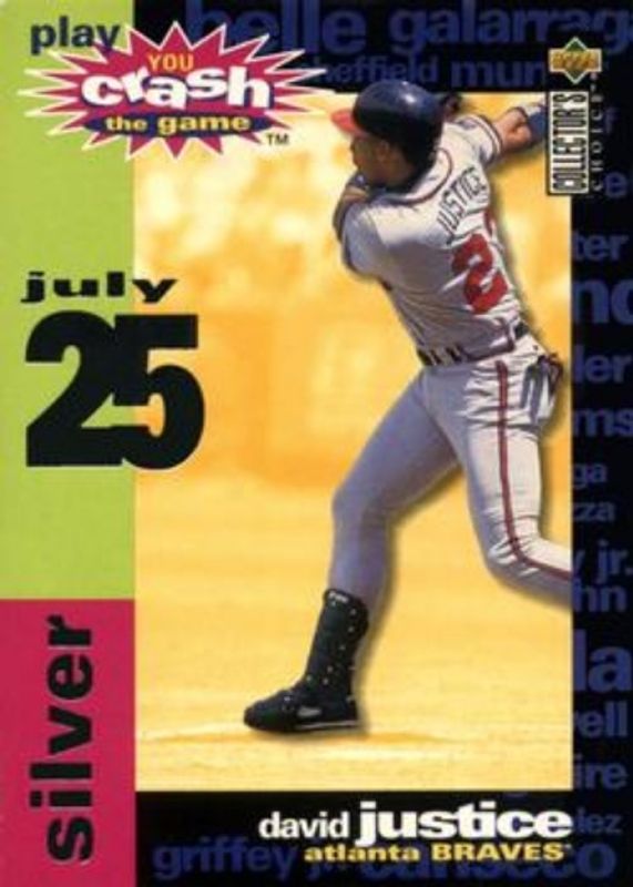 Dave Justice 1995 Collector's Choice #CG10b You Crash the Game Silver RAW