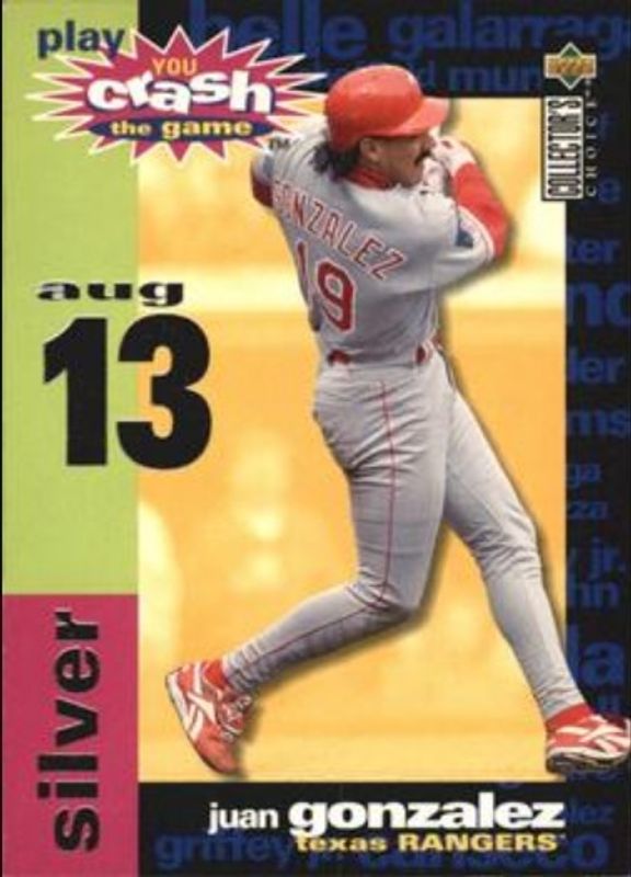 Juan Gonzalez 1995 Collector's Choice #CG7b You Crash the Game Silver RAW