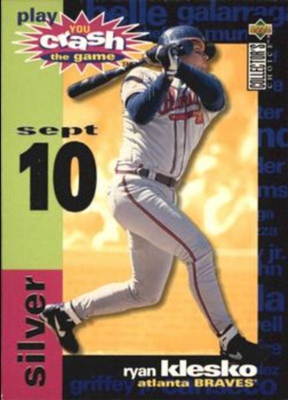 Ryan Klesko 1995 Collector's Choice #CG11c You Crash the Game Silver RAW