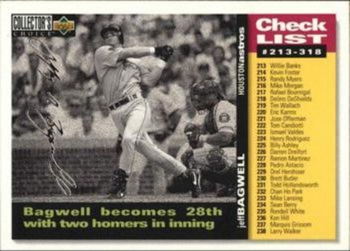 Jeff Bagwell 1995 Collector's Choice #528 Silver Signatures RAW