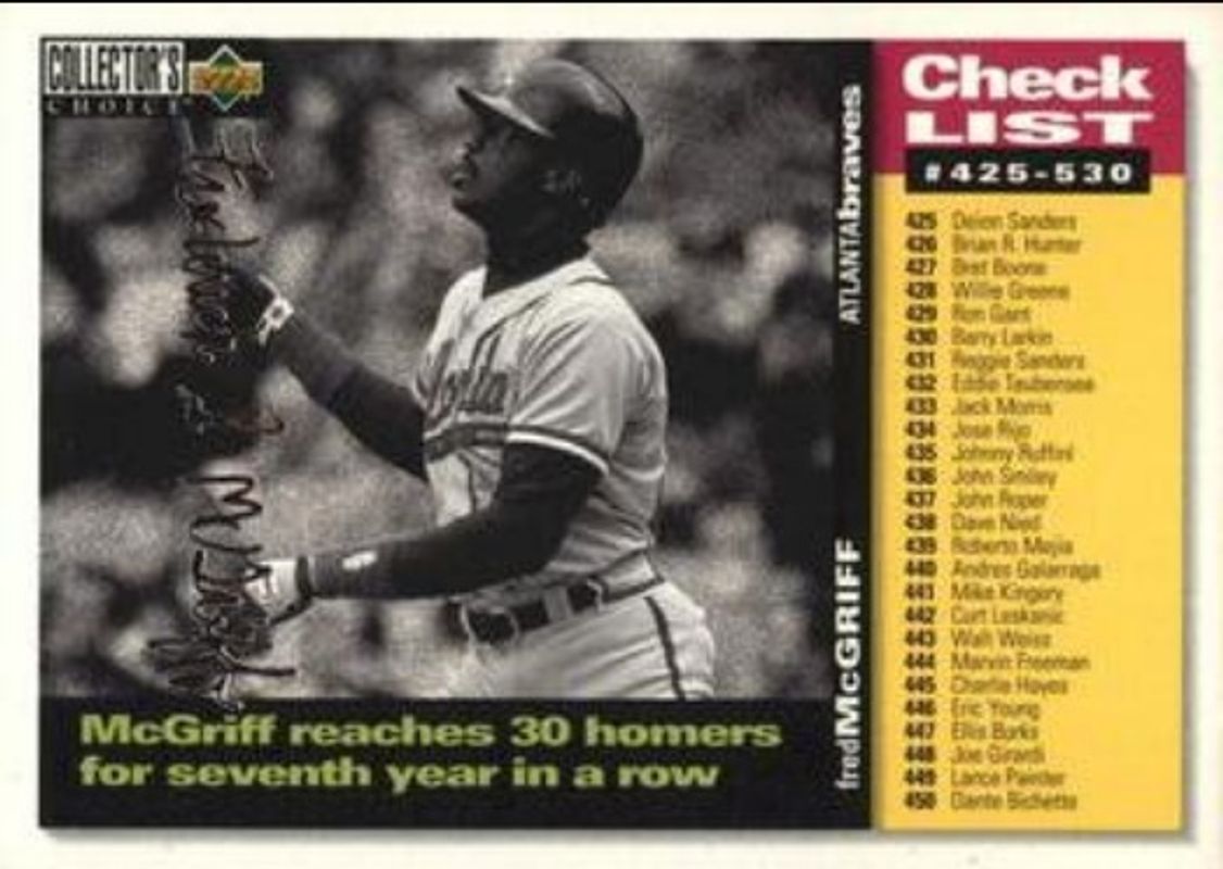 Fred McGriff 1995 Collector's Choice #530 Silver Signatures RAW