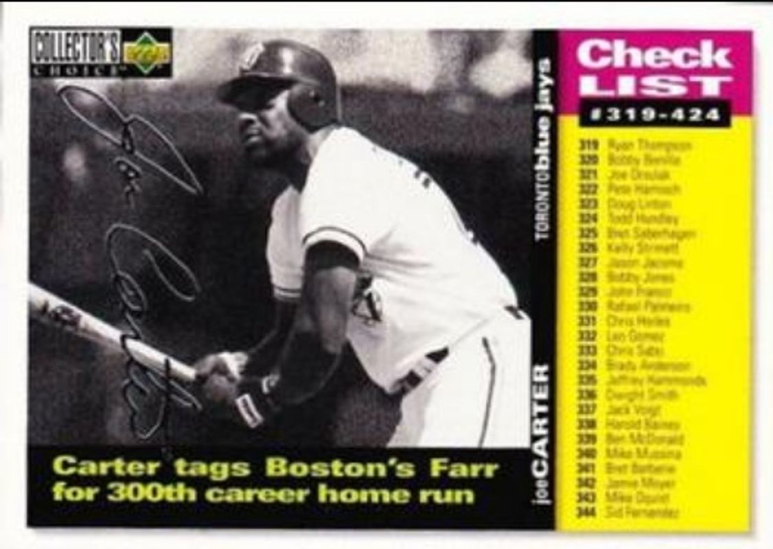 Joe Carter 1995 Collector's Choice #529 Silver Signatures RAW