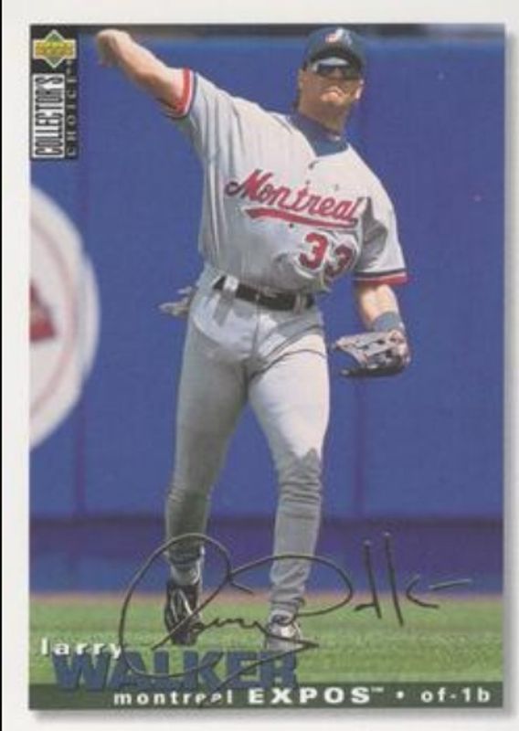 Larry Walker 1995 Collector's Choice #238 Gold Signatures RAW