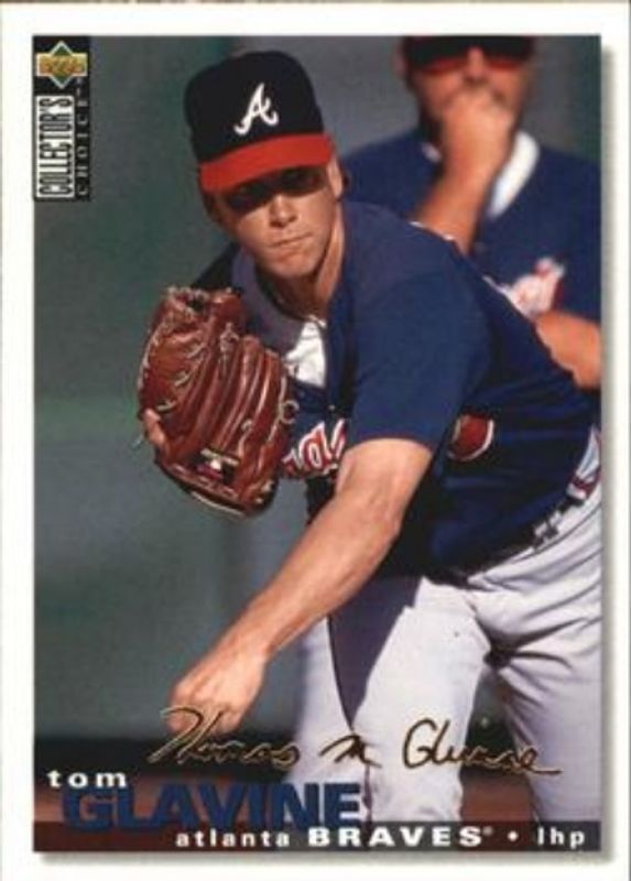 Tom Glavine 1995 Collector's Choice #165 Gold Signatures RAW