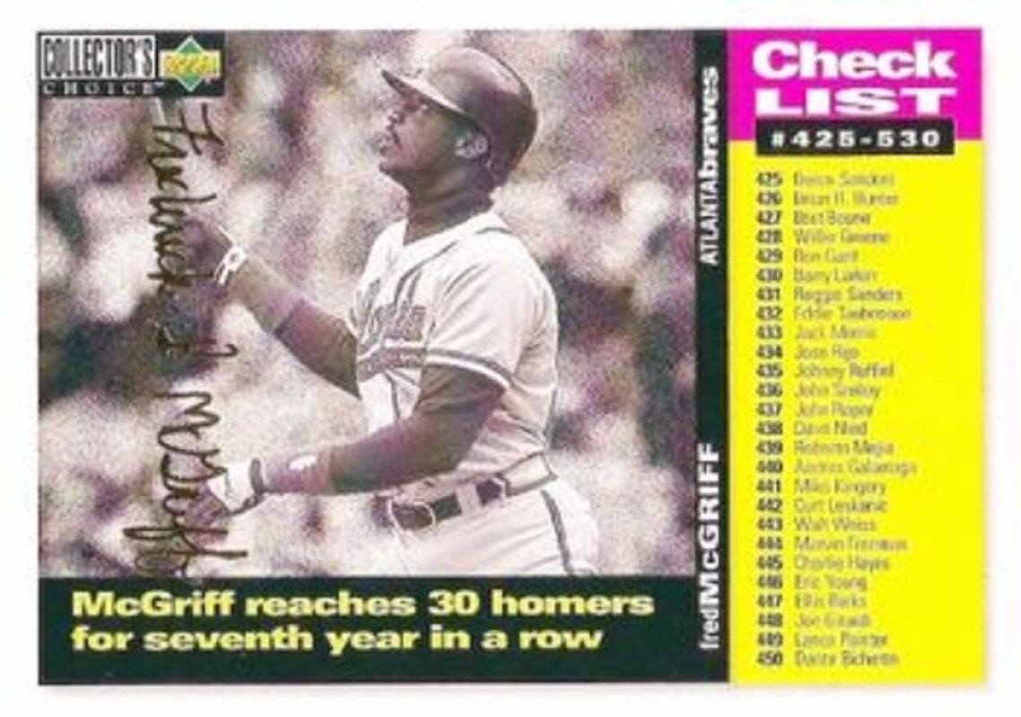 Fred McGriff 1995 Collector's Choice #530 Gold Signatures RAW