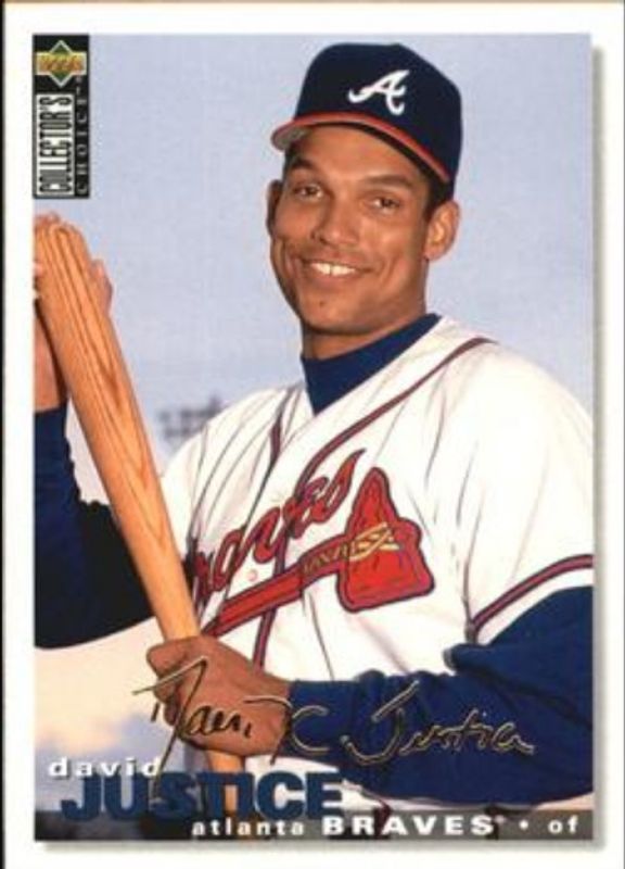 Dave Justice 1995 Collector's Choice #156 Gold Signatures RAW