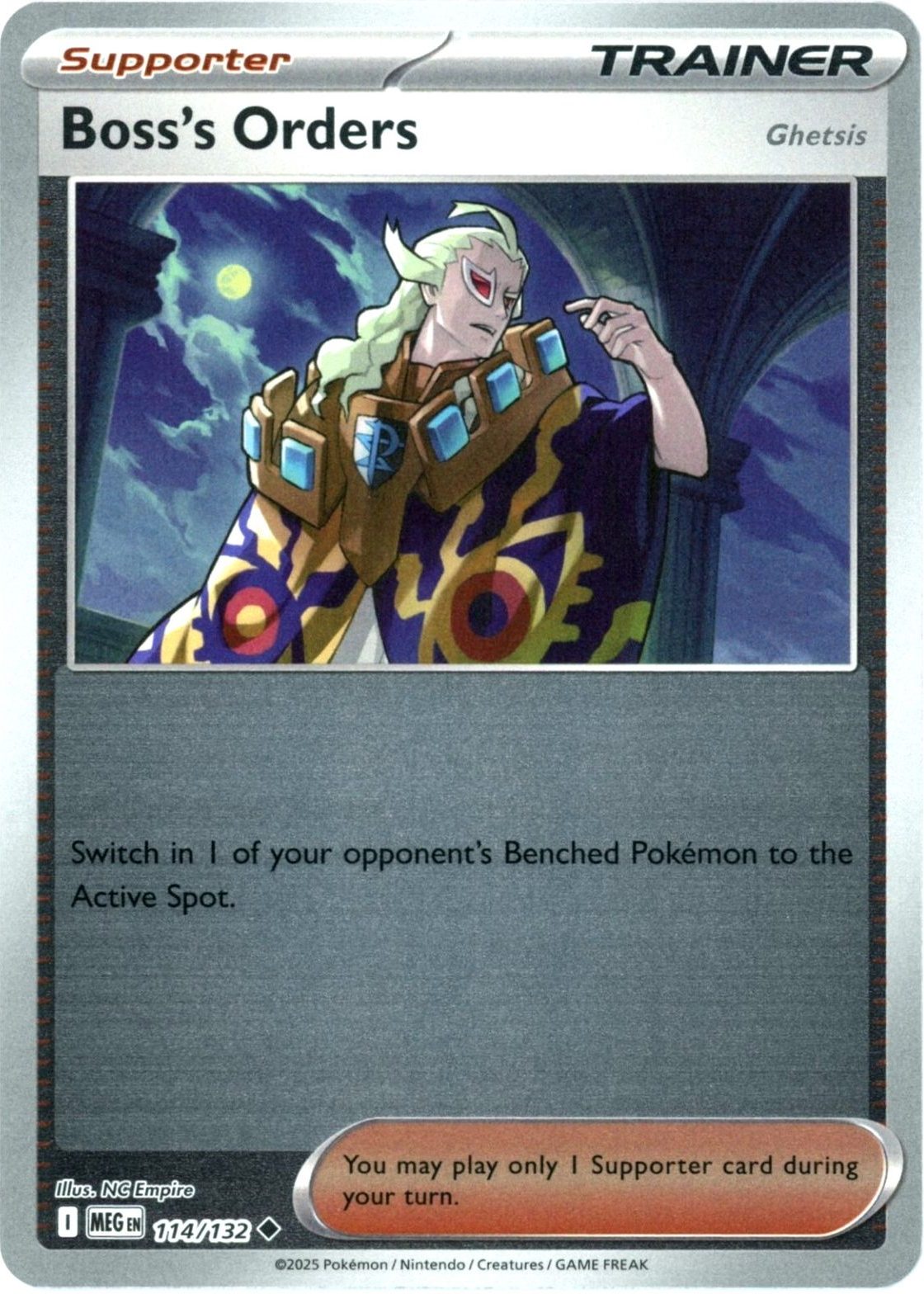BOSS.K様オーダー Boss's Orders 2025 Mega Evolution #114/132 Reverse Holo (Ghetsis