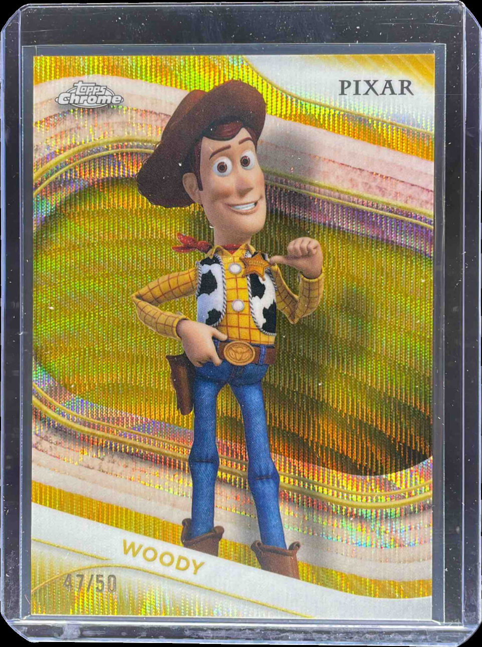 Woody 2025 Topps Chrome Disney #89 Gold Wave Refractor /50 Price
