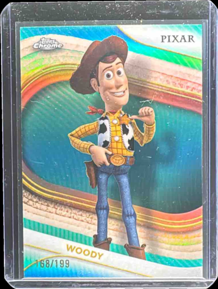 Woody 2025 Topps Chrome Disney #89 Aqua Refractor /199 Price Guide