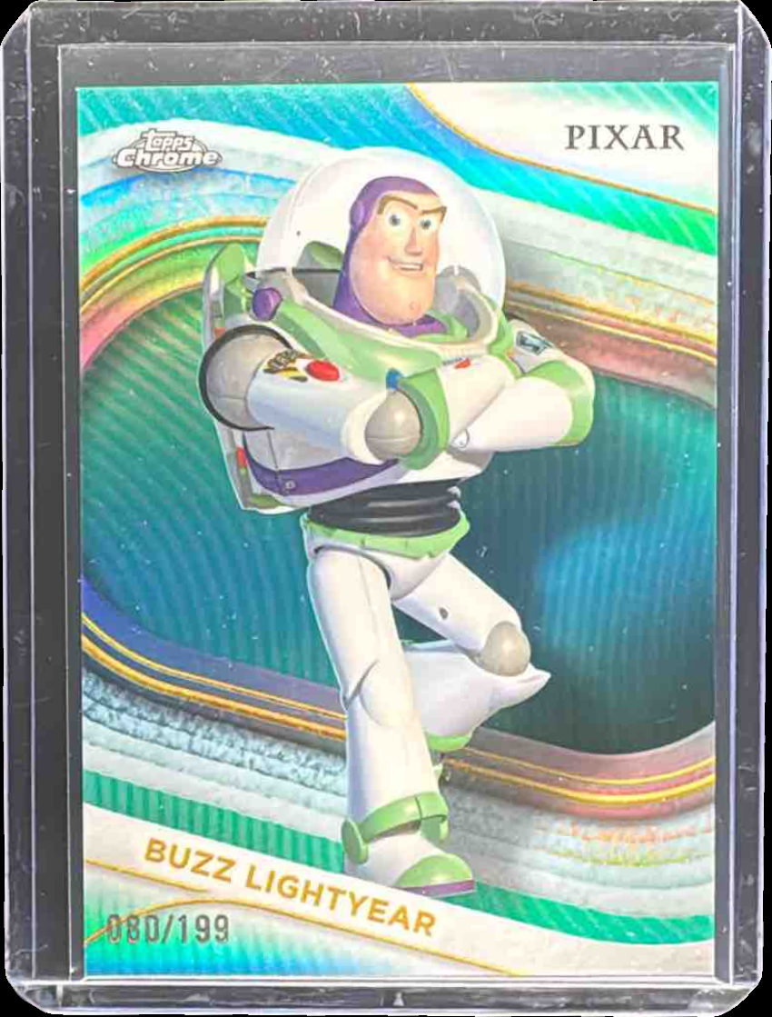Buzz Lightyear 2025 Topps Chrome Disney #90 Aqua Refractor /199
