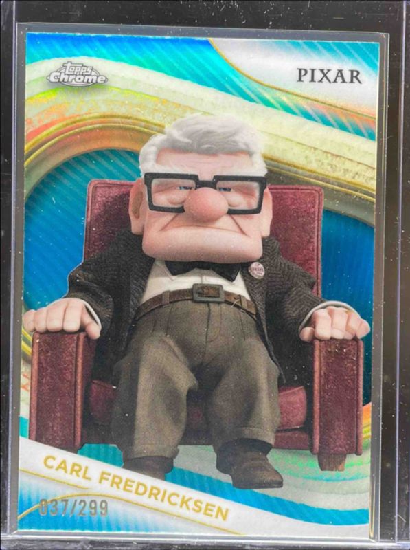 Carl Fredricksen 2025 Topps Chrome Disney #173 Teal Refractor /299 RAW