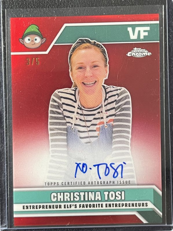 Christina Tosi 2025 Topps Chrome VeeFriends #EEA-CT Entrepreneur Elf’s Favorite Entrepreneurs Autographs - Red Refractor /5 RAW