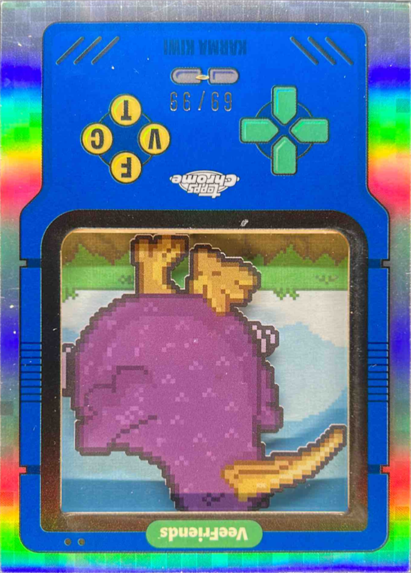 Karma Kiwi 2025 Topps Chrome VeeFriends #GO-4 Game On! - Blue Refractor ...
