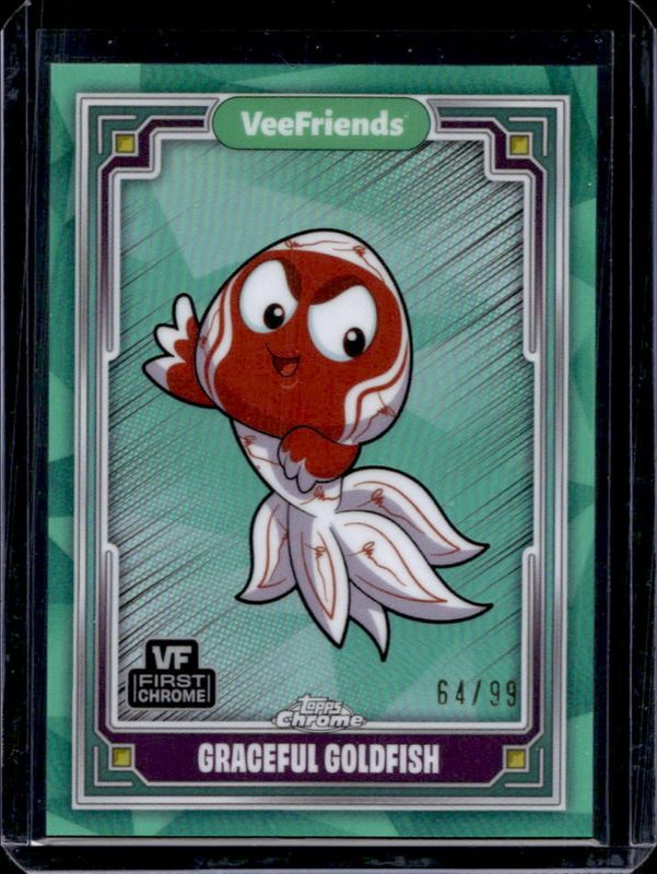 Graceful Goldfish 2025 Topps Chrome VeeFriends #81 VeeFriends Green Refractor /99 RAW