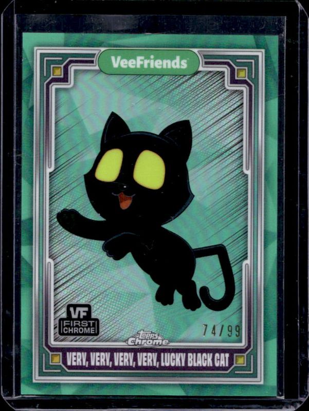 Very, Very, Very, Very Lucky Black Cat 2025 Topps Chrome VeeFriends #3 VeeFriends Green Refractor /99 RAW