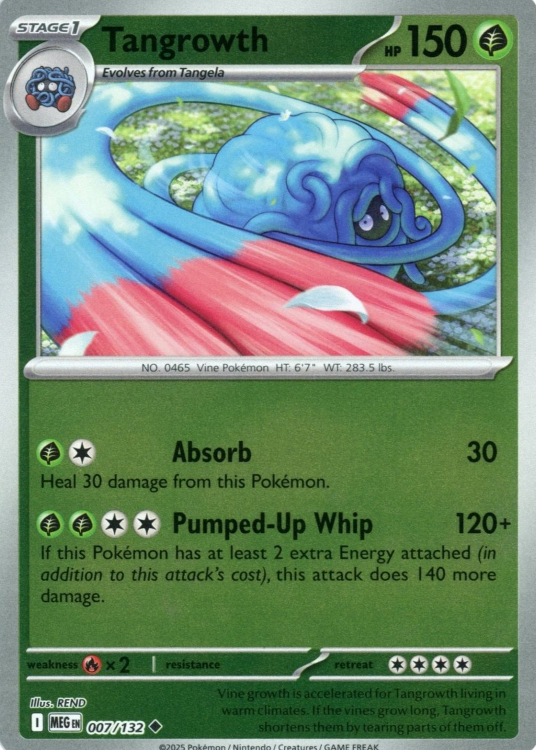 Tangrowth 2025 Mega Evolution #007/132 Reverse Holo Price Guide