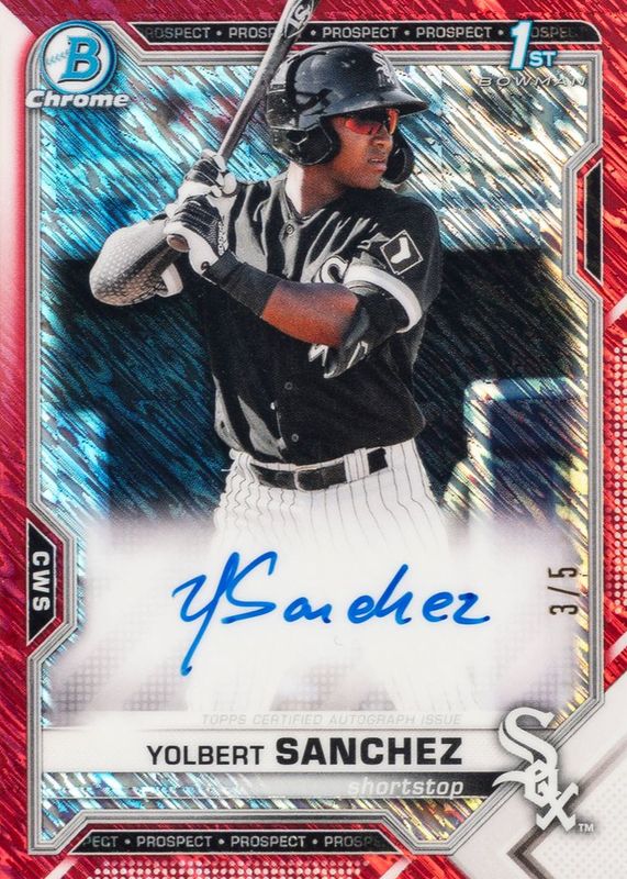 2021 Bowman #CPA-YSA Chrome Prospect Auto - Red Shimmer Refractor /5 (1st)