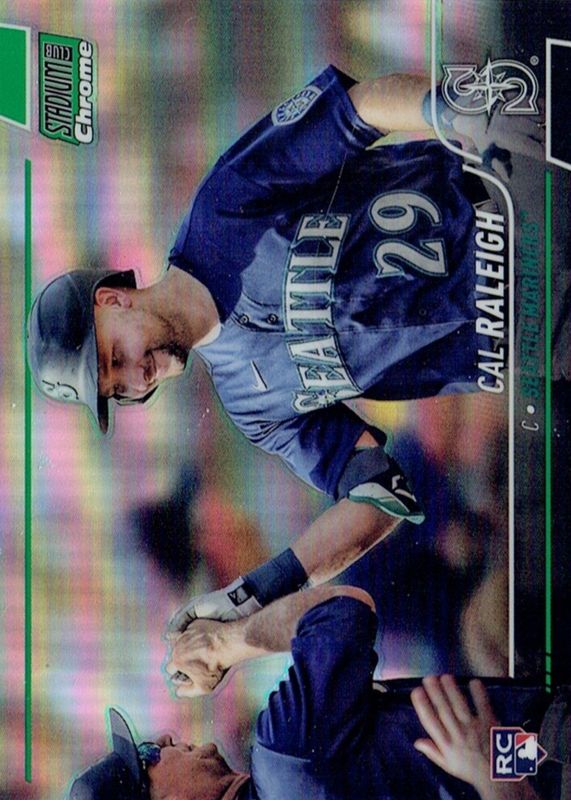 Cal Raleigh 2022 Stadium Club Chrome #255 Green Refractor /99 Rookie RAW