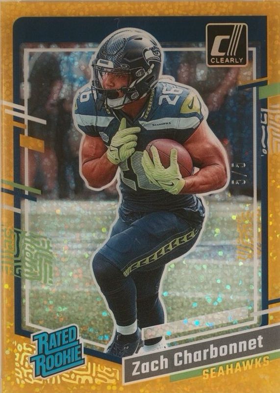 Zach Charbonnet 2023 Clearly Donruss #91 Holo Gold /5 Rookie RAW