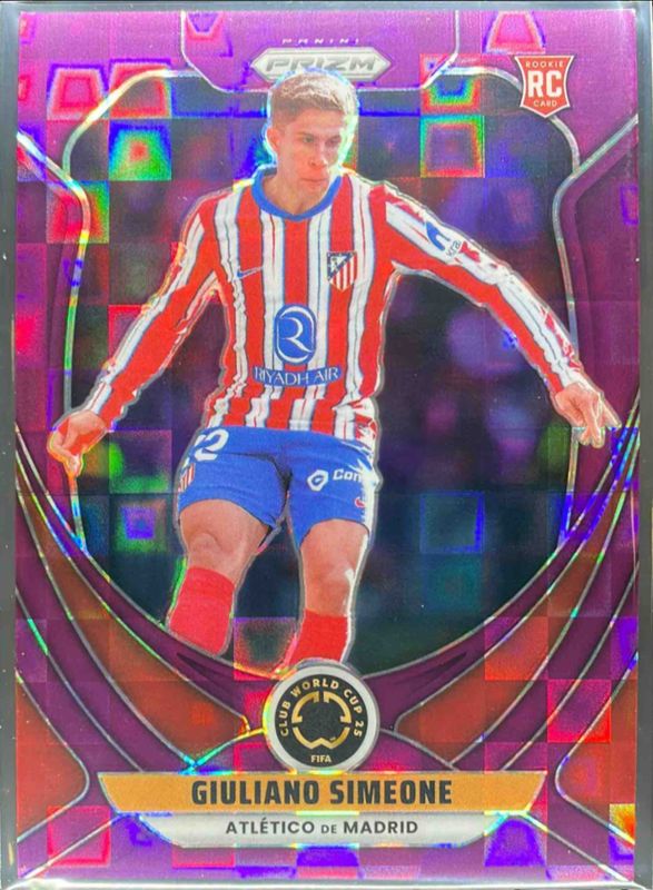 Giuliano Simeone 2025 Prizm Club World Cup #22 Purple Pandora /49 RAW