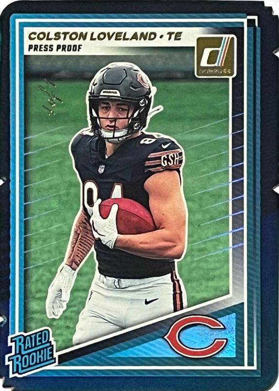 Colston Loveland 2025 Donruss #310 Press Proof Black Die-Cut /1 Rookie RAW