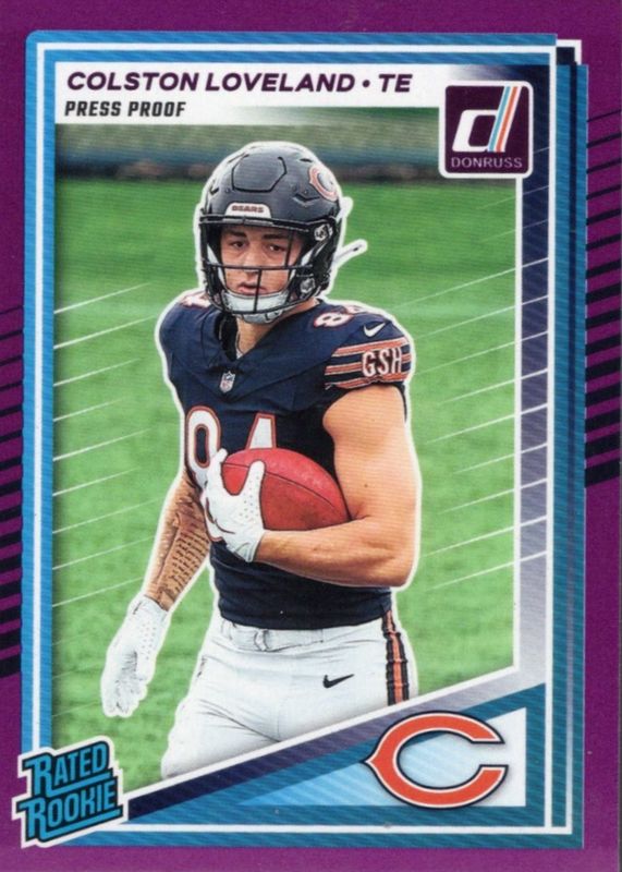 Colston Loveland 2025 Donruss #310 Press Proof Purple Rookie RAW