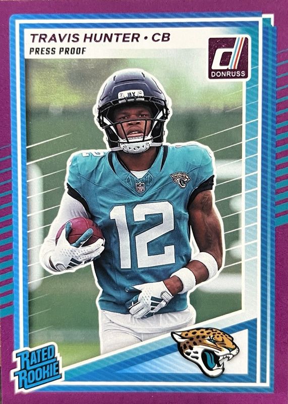 Travis Hunter 2025 Donruss #301 Press Proof Purple Rookie RAW