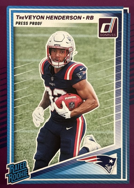TreVeyon Henderson 2025 Donruss #332 Press Proof Purple Rookie RAW