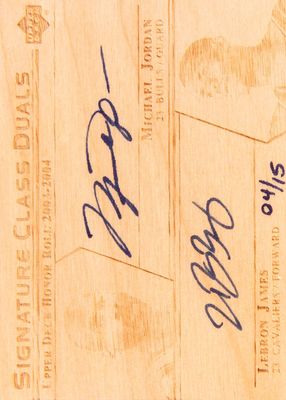 2003 Upper Deck Honor Roll #SC-MJ/LJ Signature Class Duals /15 (w/M. Jordan)