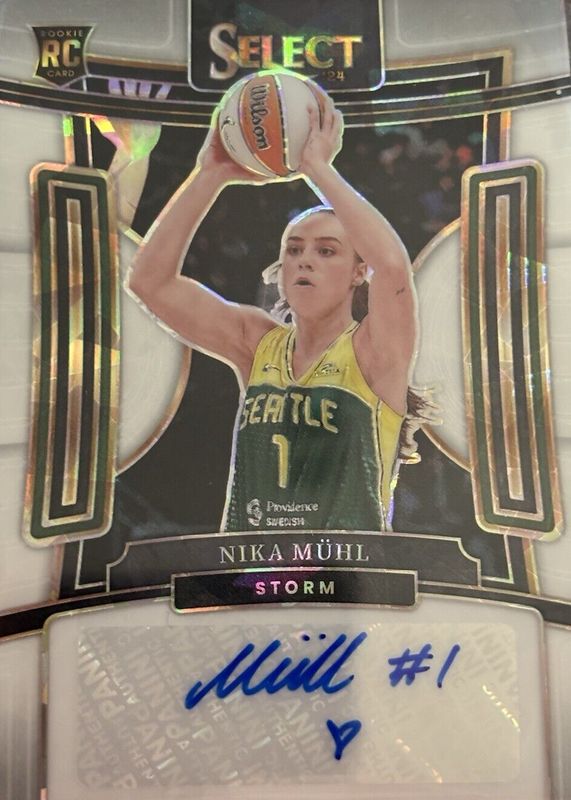 Nika Muhl 2024 Select WNBA #SG-NM Signatures - White Ice /25 Rookie PSA 10