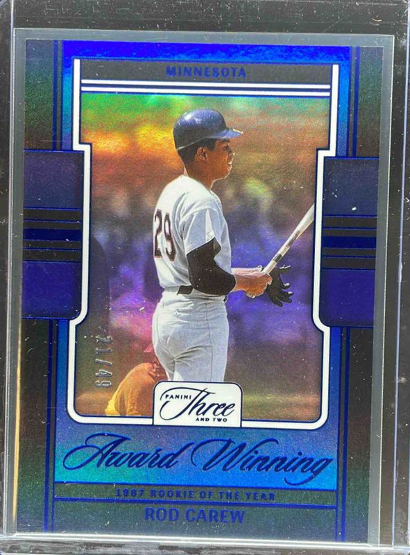 Rod Carew 2025 Panini Three and Two #15 Award Winning - Blue /49 RAW