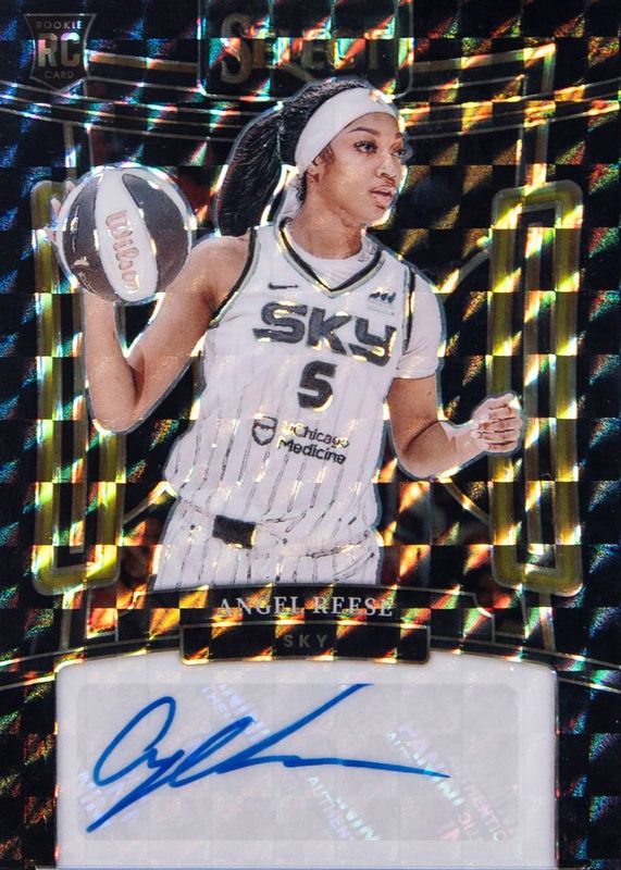Angel Reese 2024 Select WNBA #SG-AR Signatures - Black Finite /1 Rookie RAW