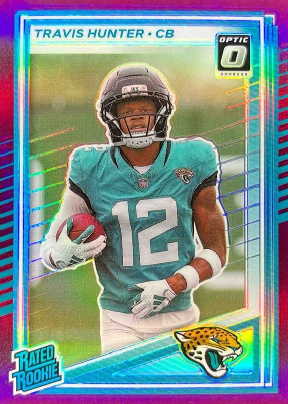 Travis Hunter 2025 Donruss #301 Optic Preview - Purple /50 Rookie RAW
