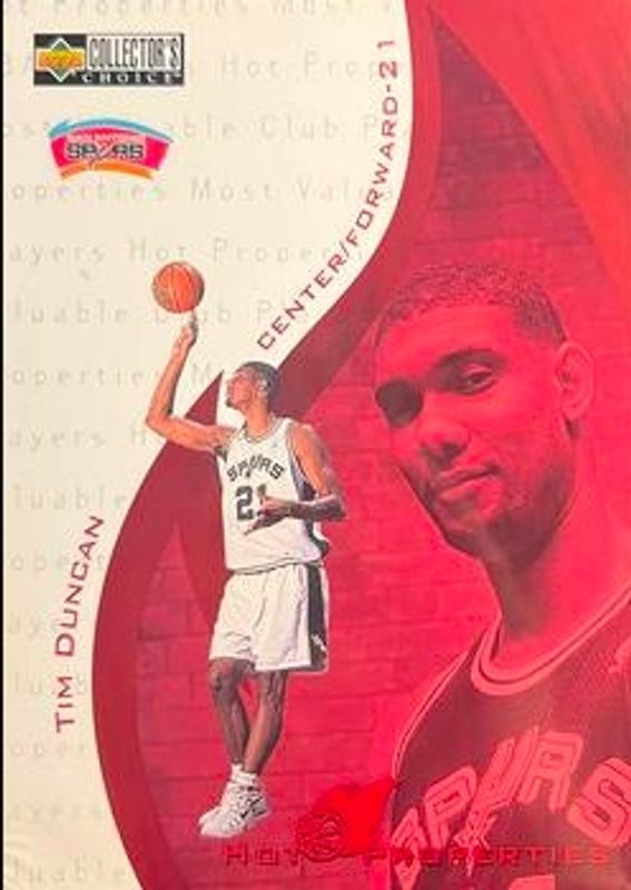 Tim Duncan 1997 Collector's Choice #H5 Hot Properties Rookie RAW