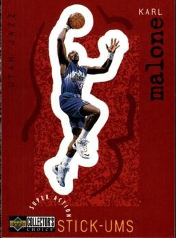 Karl Malone 1997 Collector's Choice #S27 Super Action Stick 'Ums RAW