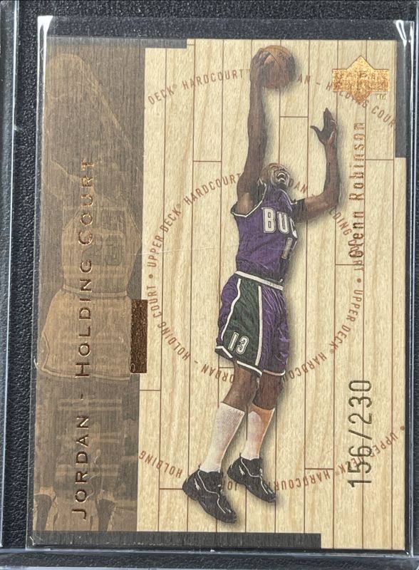Glenn Robinson / Michael Jordan 1998 Upper Deck Hardcourt #J15 Jordan Holding Court Bronze /230 RAW