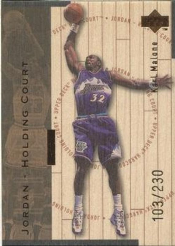 Karl Malone / Michael Jordan 1998 Upper Deck Hardcourt #J27 Jordan Holding Court Bronze /230 RAW