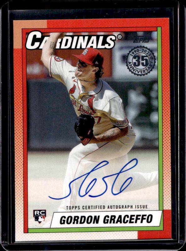 Gordon Graceffo 2025 Topps #90A-GG 1990 Baseball Autographs (Series 1) Rookie RAW