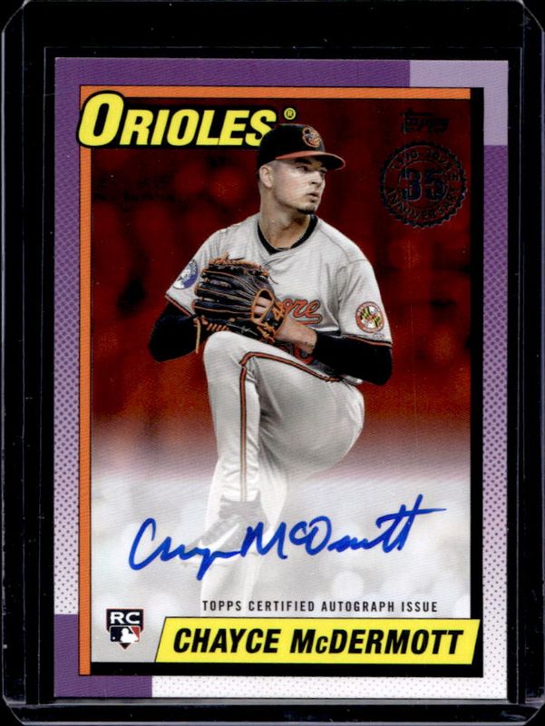 Chayce McDermott 2025 Topps #90A-CMT 1990 Baseball Autographs (Series 1) - Orange /25 Rookie RAW