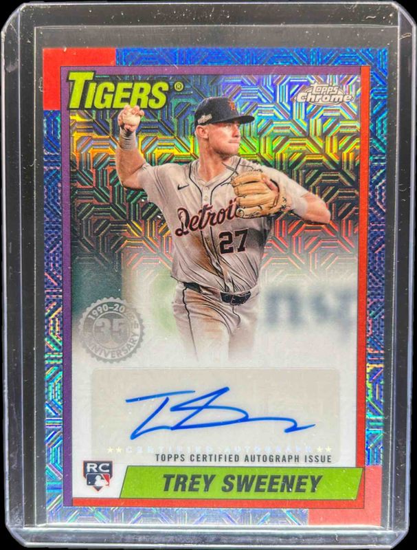 Trey Sweeney 2025 Topps #90CA2-TS 1990 Baseball Chrome Silver Pack Autographs (Series 2) Rookie RAW
