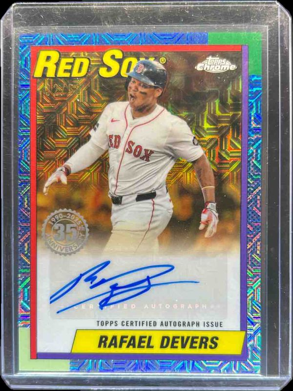 Rafael Devers 2025 Topps #90CA-RD 1990 Baseball Chrome Silver Pack Autographs (Series 1) - Gold Refractor /50 RAW