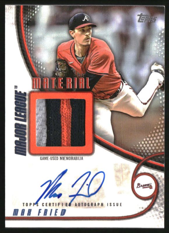 Max Fried 2025 Topps #MLMAR-MF Major League Material Autographs - Orange /25 RAW