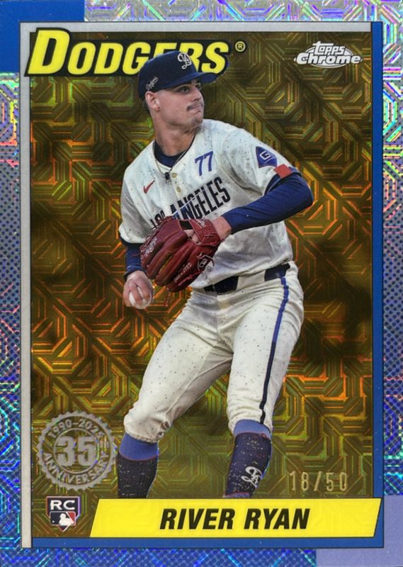 River Ryan 2025 Topps #T90C-36 1990 Baseball Chrome Silver Pack - Gold Refractor /50 Rookie RAW