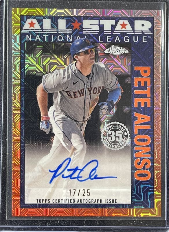 Pete Alonso 2025 Topps #90CAS-PA 1990 Baseball Chrome Silver Pack All Stars Autographs - Orange /25 RAW