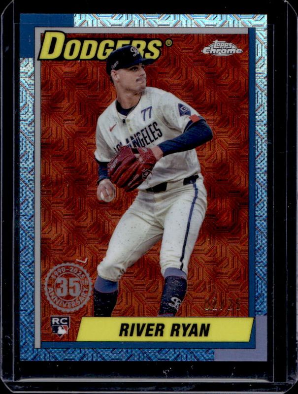 River Ryan 2025 Topps #T90C-36 1990 Baseball Chrome Silver Pack - Orange Refractor /25 Rookie RAW