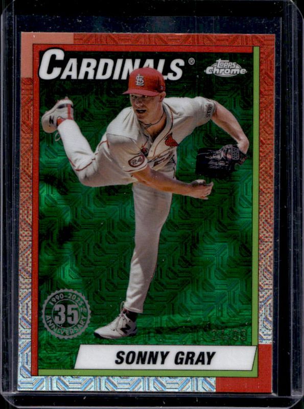 Sonny Gray 2025 Topps #T90C-73 1990 Baseball Chrome Silver Pack - Green Refractor /99 RAW